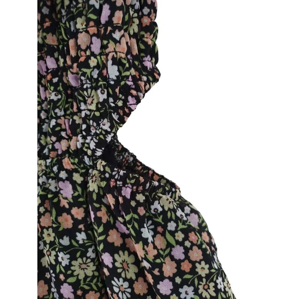 Art Class Girls Floral Ruffle Puff Sleeve Polyester Dress XS 4/5 T NWT.